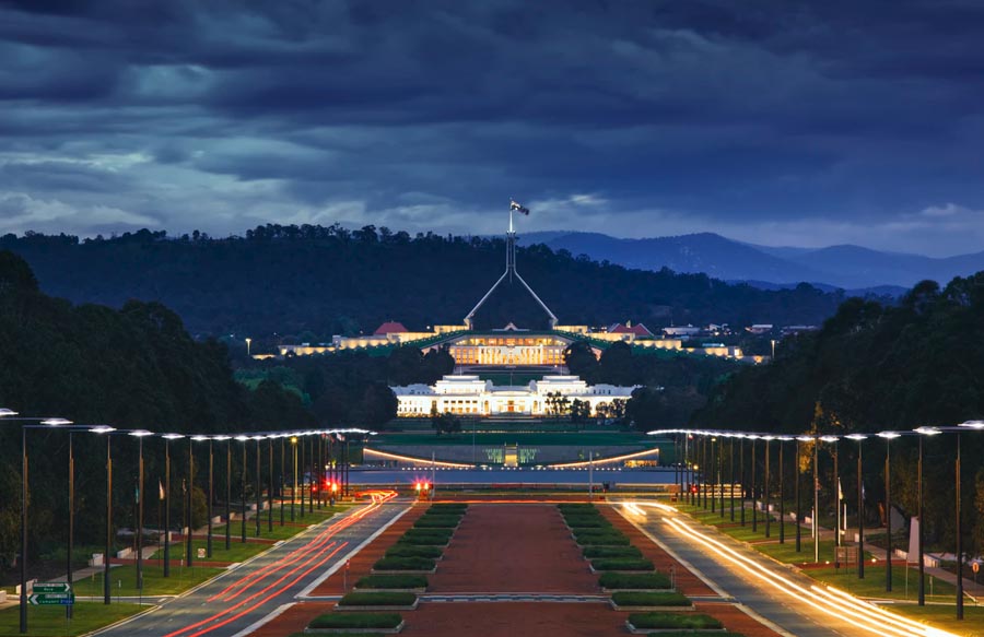 Canberra Parliament House nachts