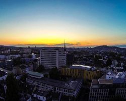 Blick auf Aachen in Abendsonne