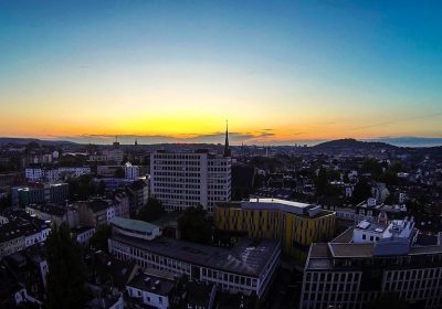 Blick auf Aachen in Abendsonne