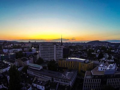 Blick auf Aachen in Abendsonne