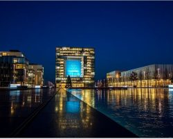 Stadt Essen Skyline bei Nacht