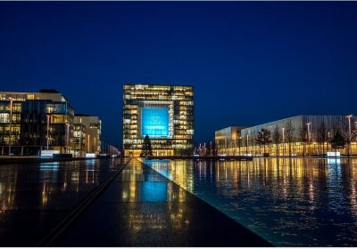 Stadt Essen Skyline bei Nacht