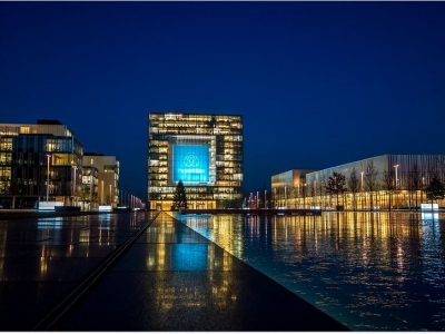 Stadt Essen Skyline bei Nacht